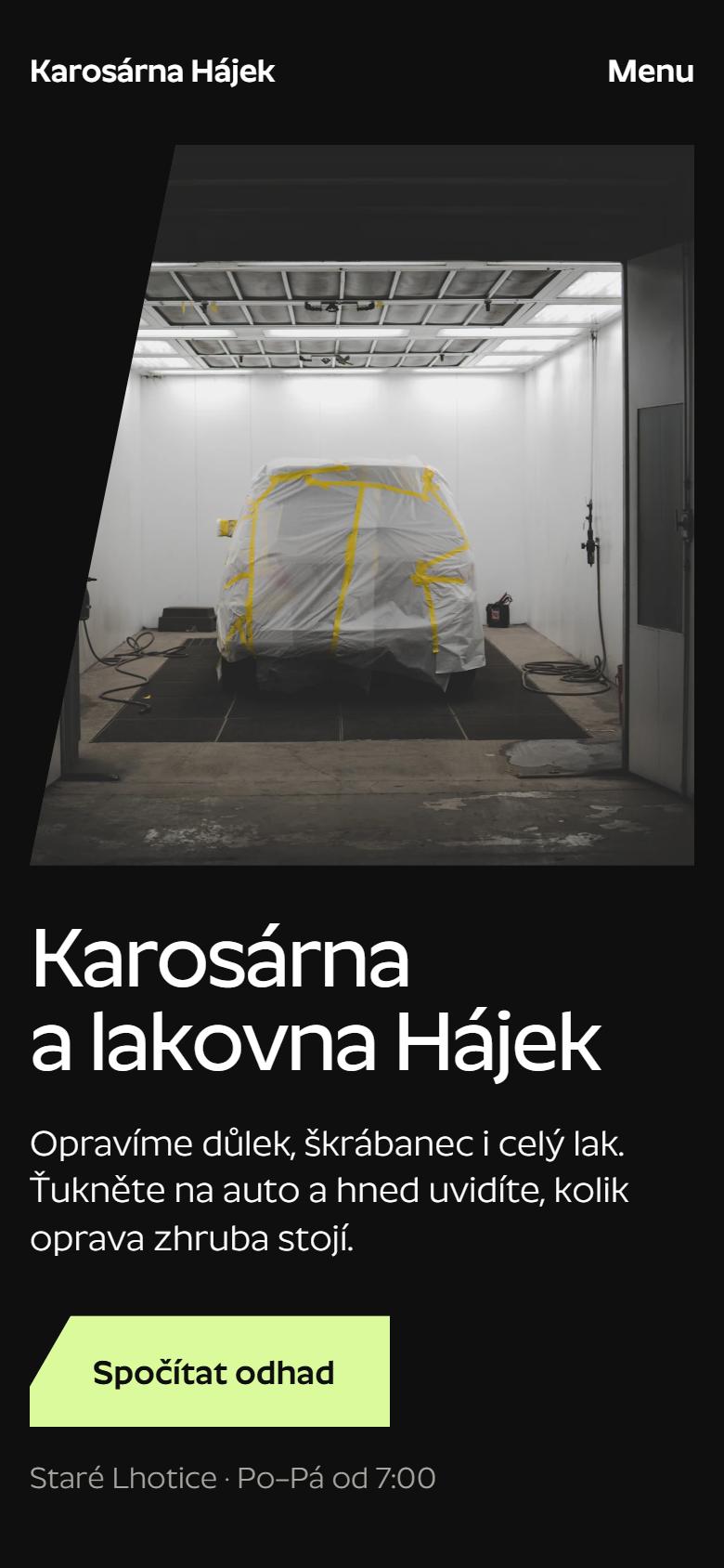 Stejný web na mobilu